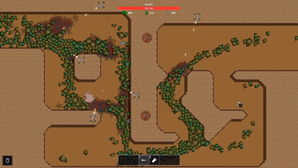 screenshot of Sir, We Have an Orc Problem showing the maze-like map with green bushes.