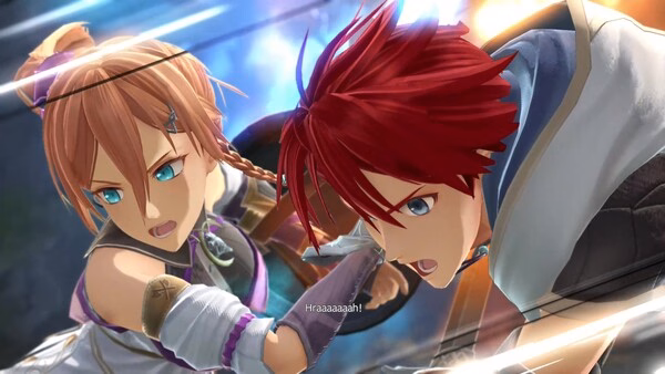 Ys X: Proud Nordics screenshot featuring two characters mid-battle, showcasing dynamic action and intense expressions.